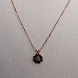 Elegant 12K GF Gold Emerald Floret Pendant Necklace May Birthstone Vintage